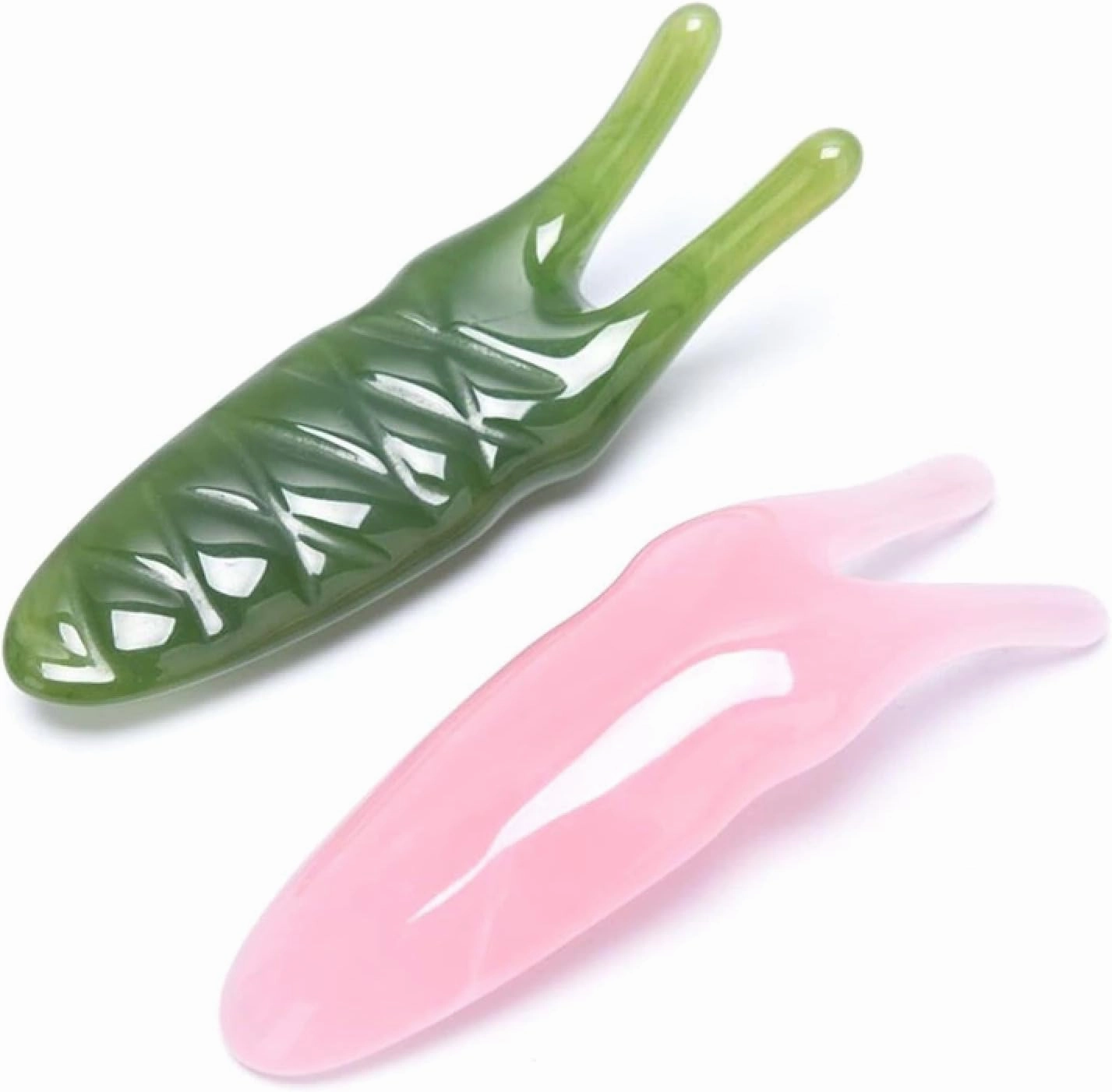 Natural Rose Quartz Jade Y-Shaped Fork Massage Plate Nose Massage Face Lifting Stone Scraping Facial,A