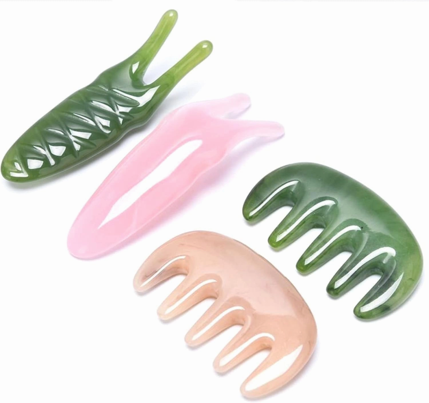 Natural Rose Quartz Jade Y-Shaped Fork Massage Plate Nose Massage Face Lifting Stone Scraping Facial,A