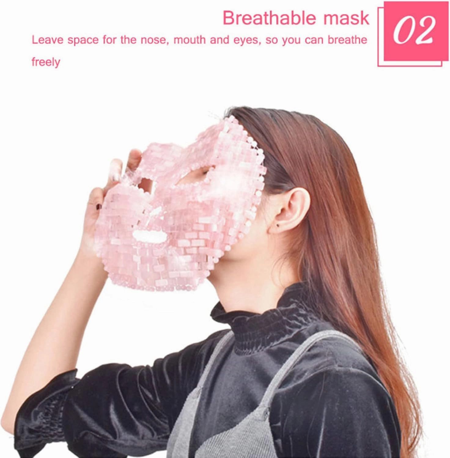 Natural Rose Quartz Sleep Jade Face Mask Massager Crystal Relaxation Facial Jade Roller Eye Mask Massage Tools,Type 4 with Box
