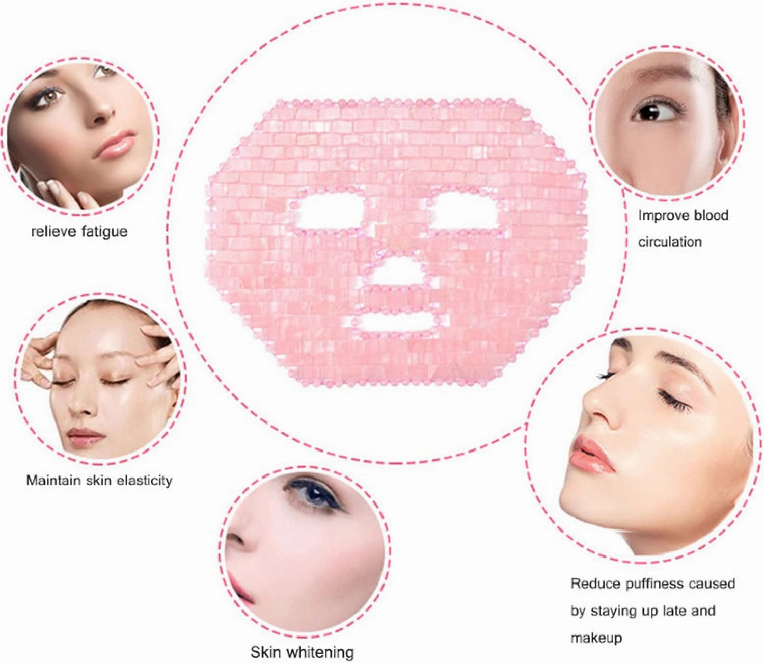 Natural Rose Quartz Sleep Jade Face Mask Massager Crystal Relaxation Facial Jade Roller Eye Mask Massage Tools,Type 4 with Box