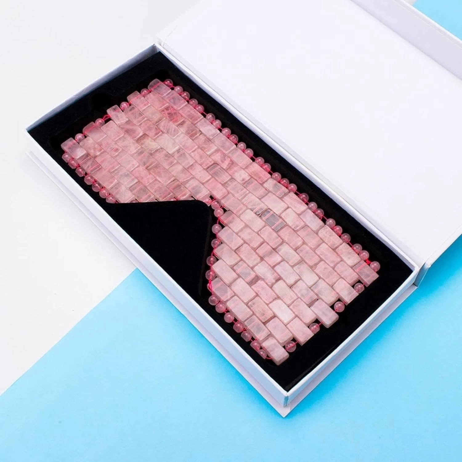 Natural Rose Quartz Sleep Jade Face Mask Massager Crystal Relaxation Facial Jade Roller Eye Mask Massage Tools,Type 4 with Box