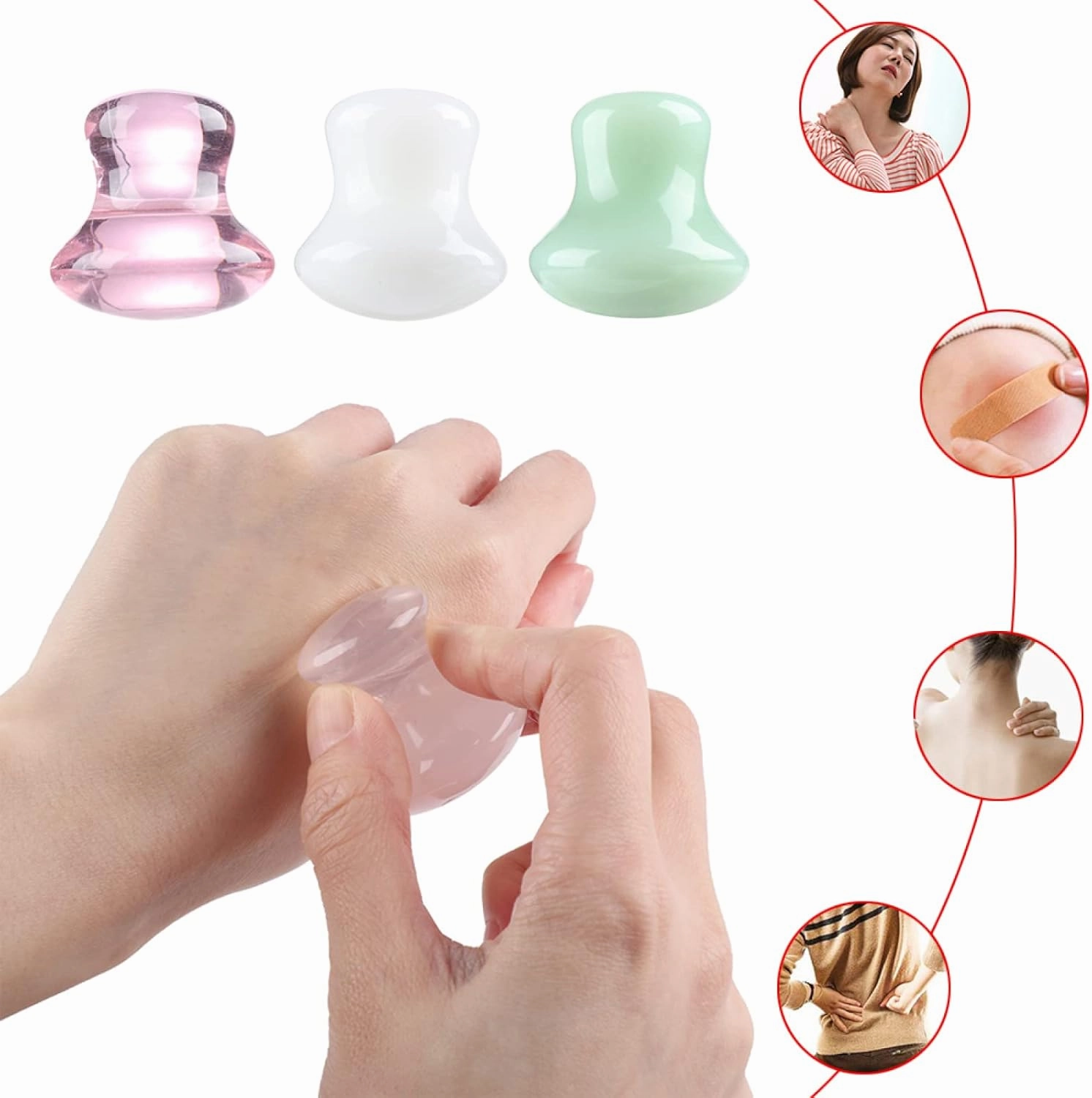 Natural Rose Quartz Stone Face Massager Mushroom Jade Stone Facial Roller,C
