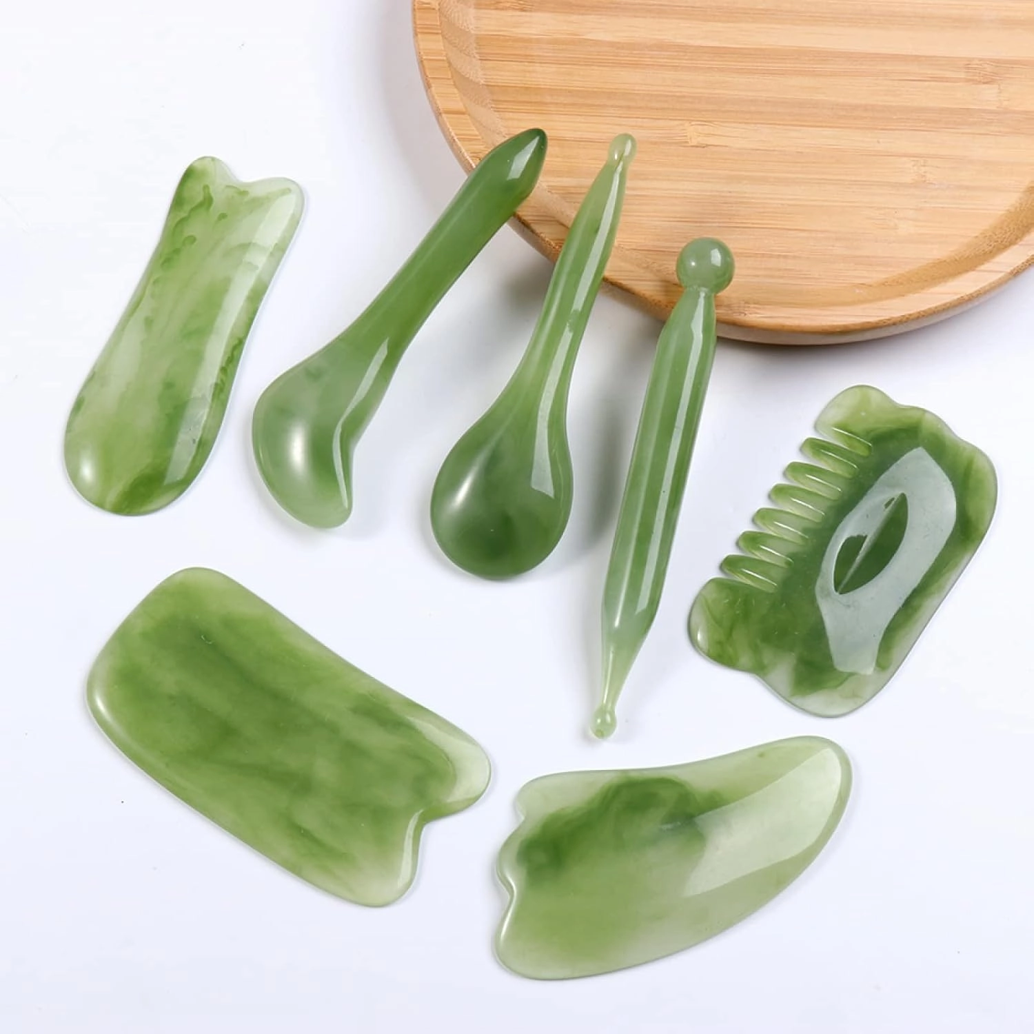 Natural Rose Quartz Stone Face Massager Mushroom Jade Stone Facial Roller,C