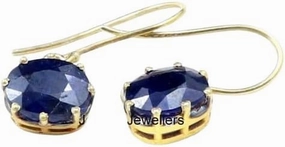 Natural Sapphire Gemstone Earring for Women 925 Sterling Gold Plated Oval Shape Stone Dangle Earrings Christmas, Anniversary Jewelry Gift for Her