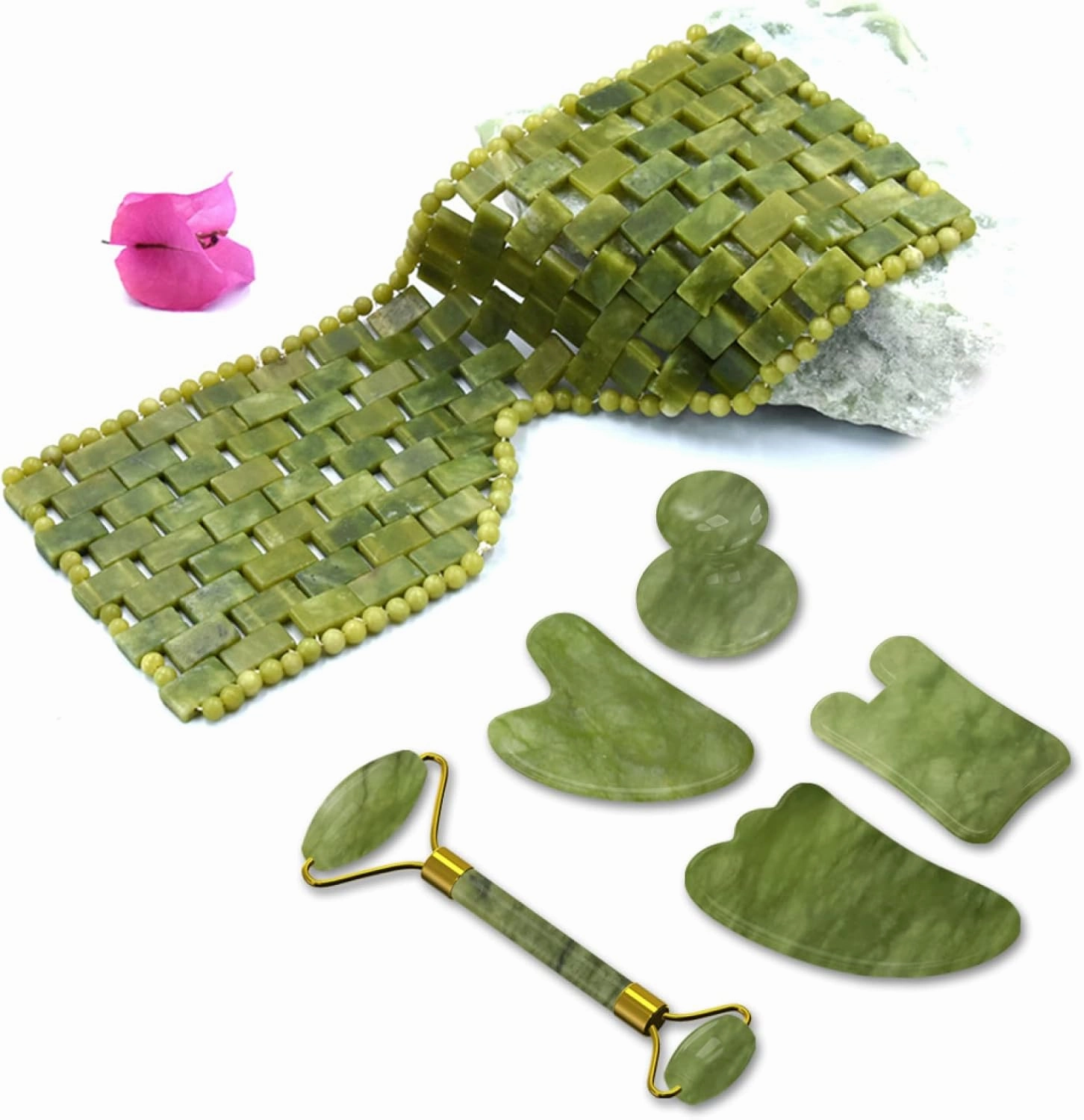 Natural Stone Jade Eye Mask Face Massage Roller Guasha Board Eye Mask Gouache Scraper Facial Massager Jade Roller,Jade Eye Mask
