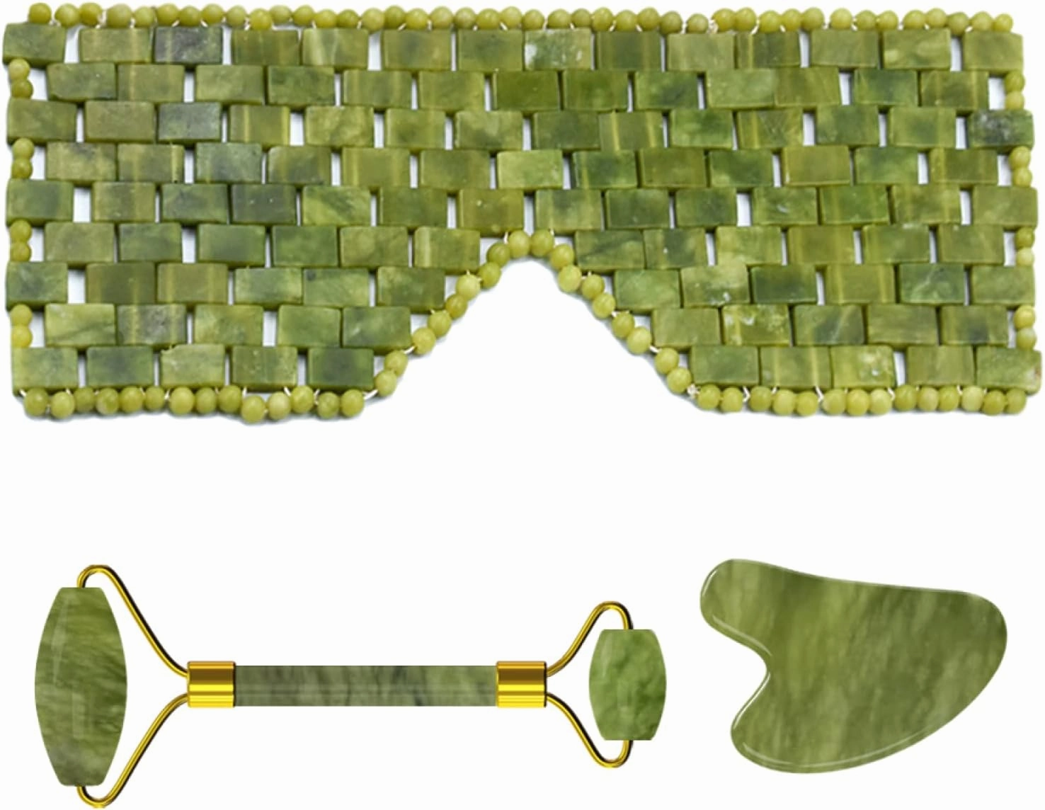 Natural Stone Jade Eye Mask Face Massage Roller Guasha Board Eye Mask Gouache Scraper Facial Massager Jade Roller,Jade Eye Mask