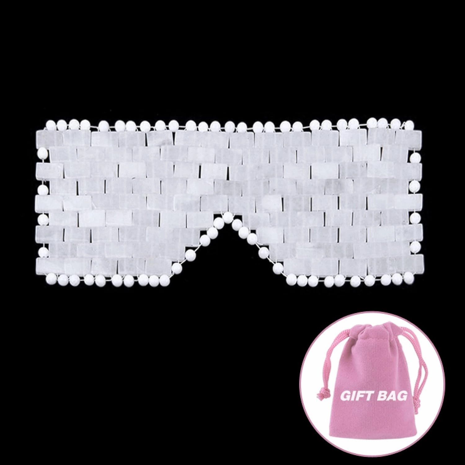 Natural White Jade Eye Mask Real Stone Facial Shade Masks Eye Relax Tool,Jade Mask with Bag