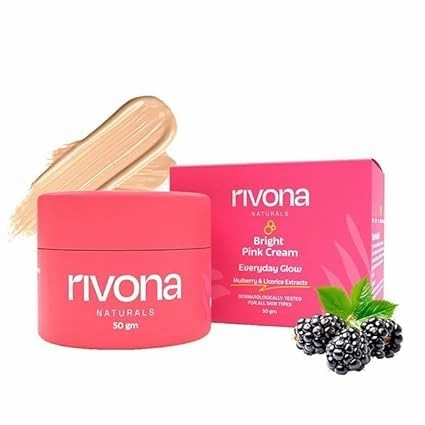 Naturals Bright Pink Face Cream | Long-Lasting Hydration Light make up look | Vegan | Niacinamide & Mulberry Extracts| Tinted moisturiser | 50 gm (Warm Beige, 50 g (Pack of 1))