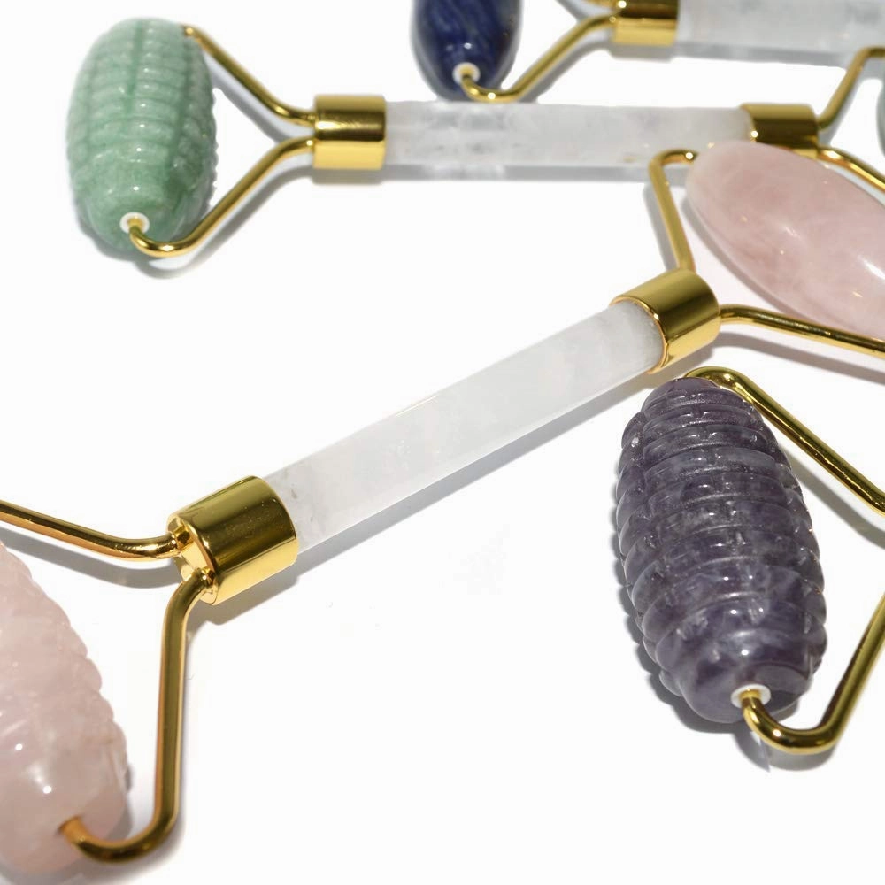 Nature Jade Roller, Massage Tool for Face, Neck, Eye, Anti Wrinkle and Aging Gua Sha Jade, Acupoint Massage Promotes Absorption (Pink quartz stone)