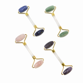 Nature Jade Roller, Massage Tool for Face, Neck, Eye, Anti Wrinkle and Aging Gua Sha Jade, Acupoint Massage Promotes Absorption (Pink quartz stone)