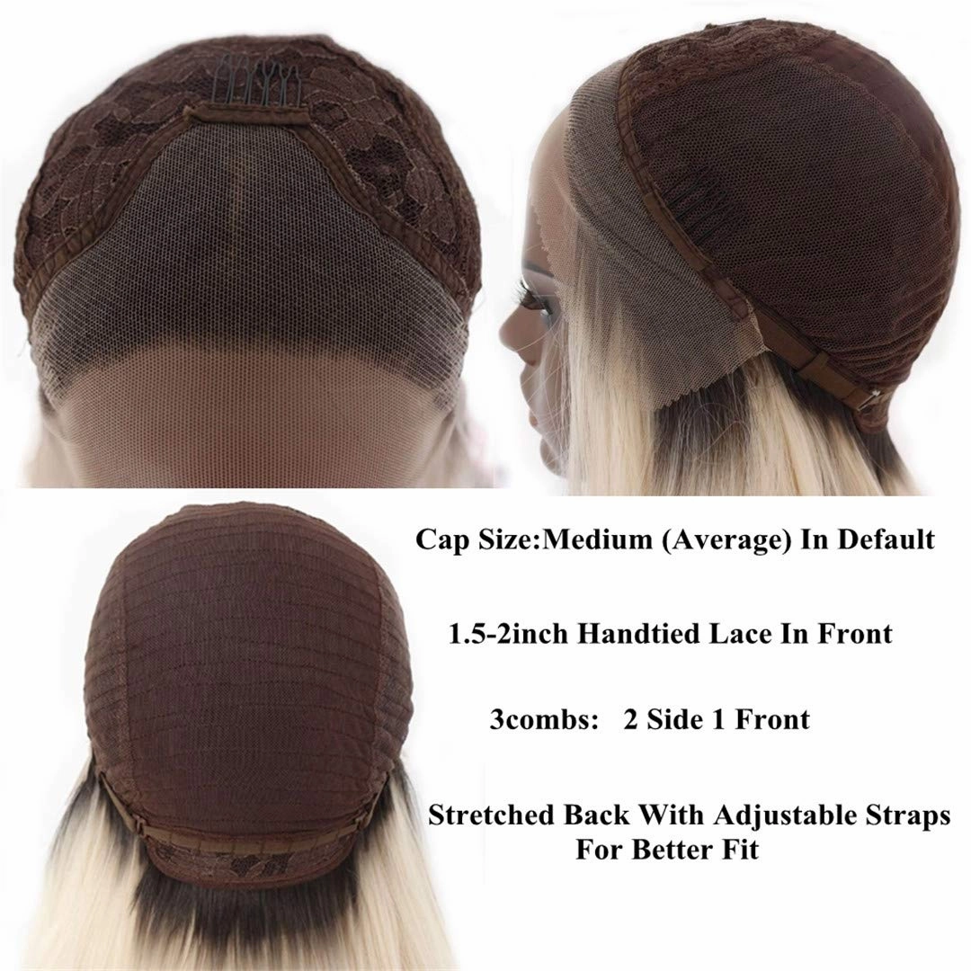Neon Yellow Color Natural Wave Heat Resistant Hair Queen Makeup Women Present Wedding Party Synthetic Lace Front Wigs 22inches