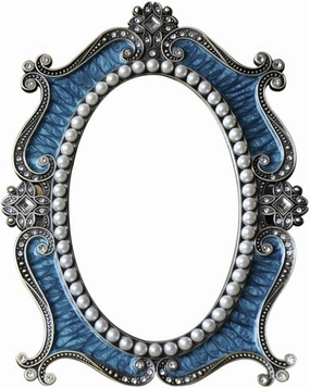 Nerien Vintage Vanity Tabletop Mirror, Metal Oval Decorative Makeup Stand, Antique Table Cosmetic, Coquette Countertop Desk Dresser for Home Bedroom Bathroom (Blue, S)