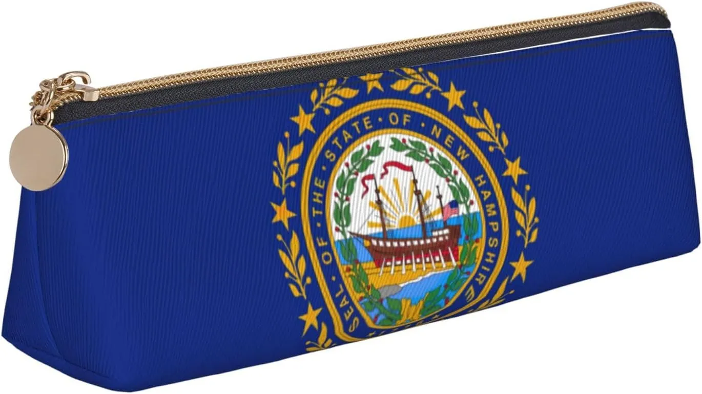 New Hampshire state flag Print Simple Pencil Case Triangle Pouch for Pens Makeup Art Supplies Daily Essentials