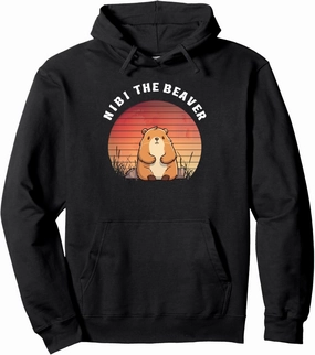 Nibi The Diva Beaver, Wild, Cute and Free, Retro Sunset Pullover Hoodie