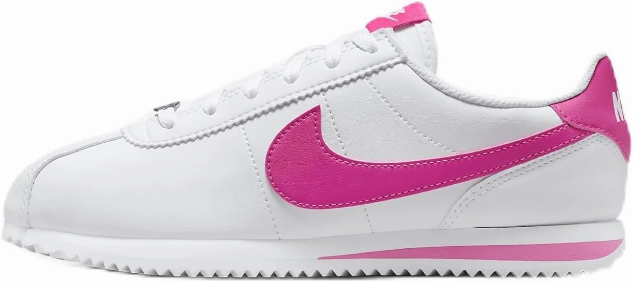Nike Cortez Big Kids' Shoes (DM0950-104, White/Laser Fuchsia) Size 3.5