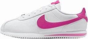 Nike Cortez Big Kids' Shoes (DM0950-104, White/Laser Fuchsia) Size 3.5
