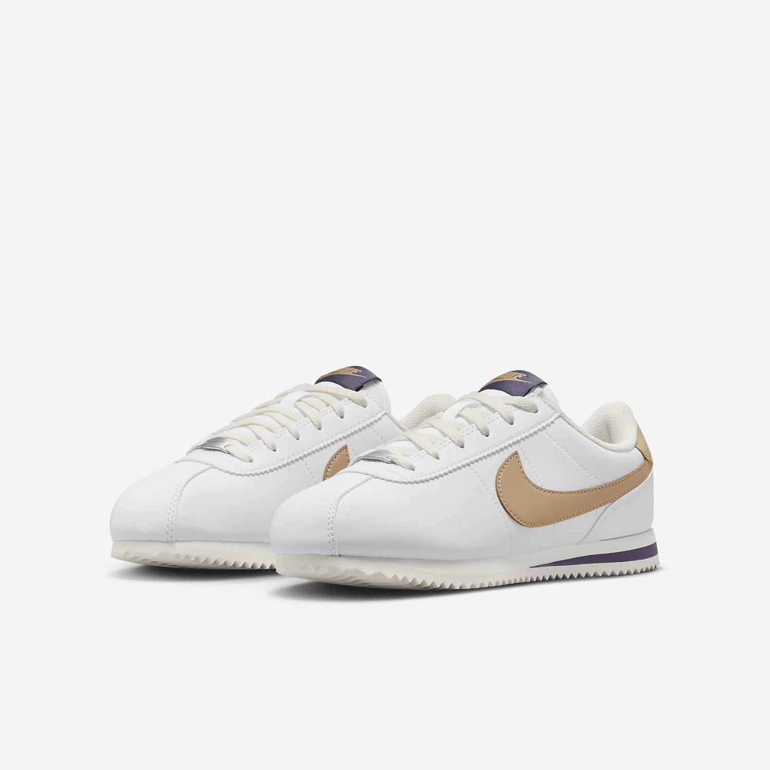 Nike Cortez Big Kids' Shoes (DM0950-110, White/Dark Raisin/Pale Ivory/Hemp)