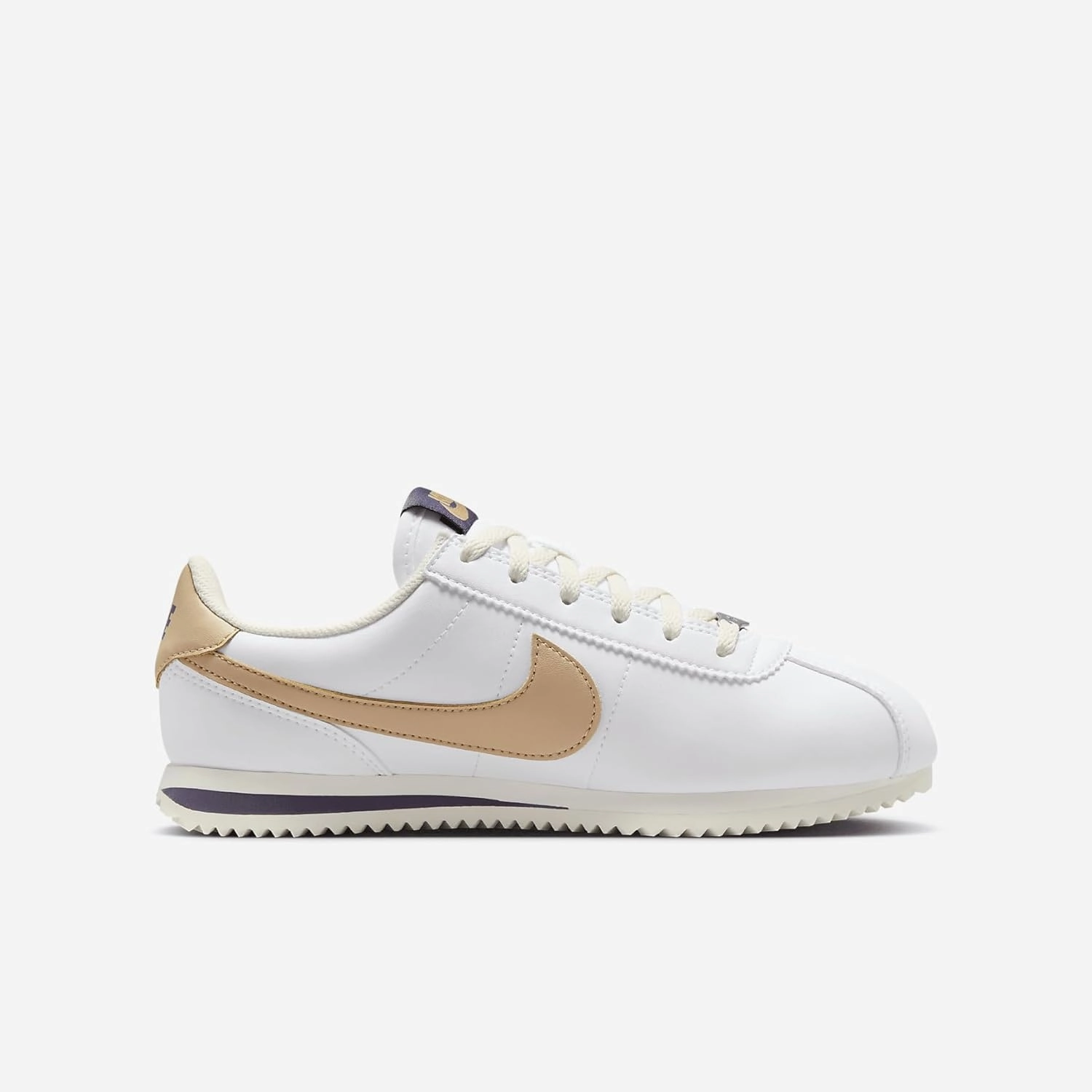 Nike Cortez Big Kids' Shoes (DM0950-110, White/Dark Raisin/Pale Ivory/Hemp)