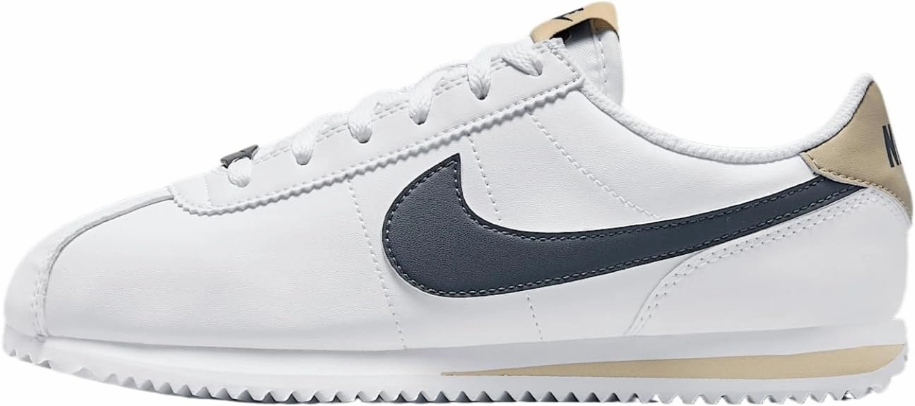 Nike Cortez Big Kids' Shoes (DM0950-114, White/Desert Khaki/Thunder Blue)