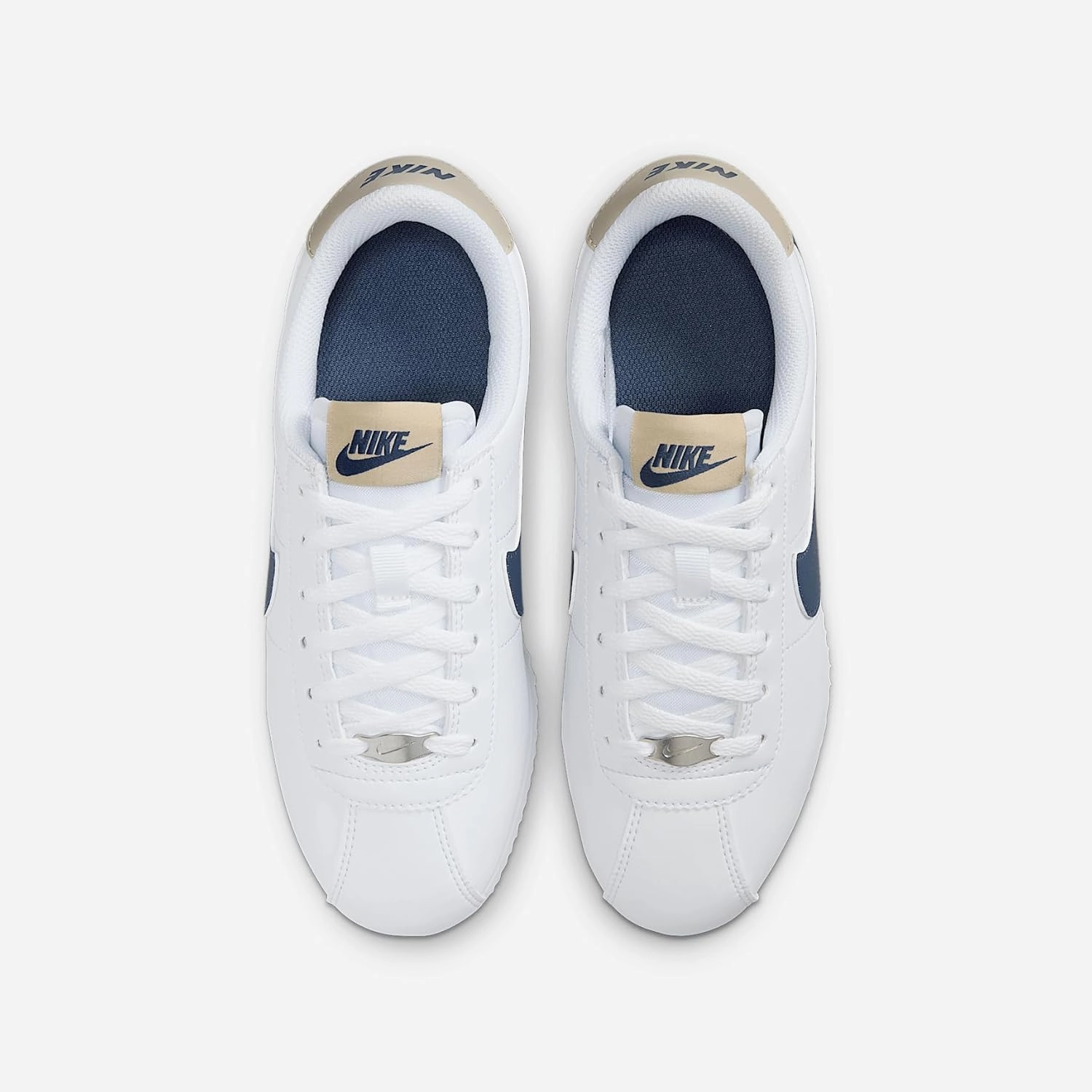 Nike Cortez Big Kids' Shoes (DM0950-114, White/Desert Khaki/Thunder Blue)