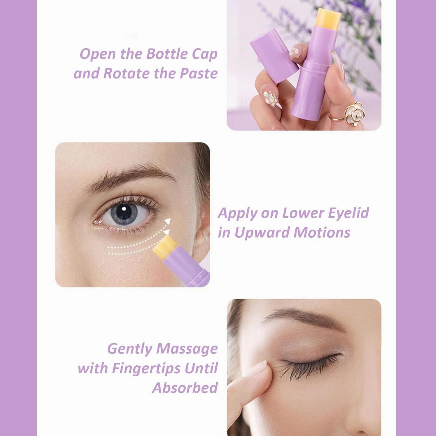 Niptic Balm Erases Eye Balm, Niptic Revive Your Under Eyes in One Swipe, Vegan Hydrating Gel Stick, Purple Upgraded New Packaging (3pcs, 7g)