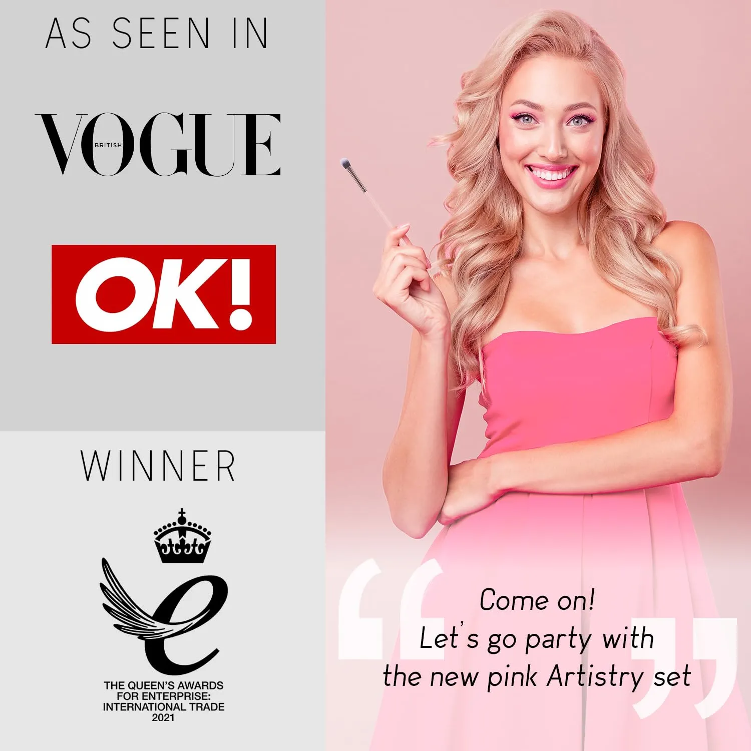 Niré Beauty 15piece Award Winning Pink Makeup Brushes: Pink Makeup Brush Set with Case, Makeup Sponge, Brush Cleaner, Guide, Gift Box