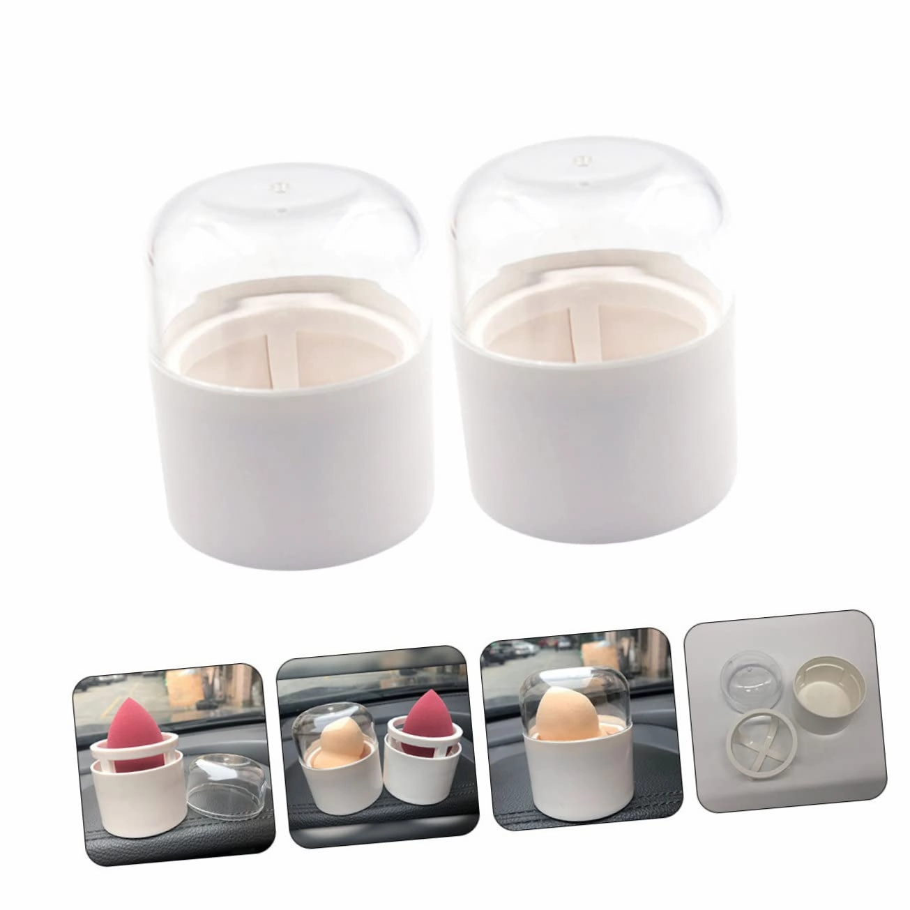 NOLITOY 2sets Makeup Sponge Organizers Beauty Egg Cases Makeup Puff Holders Travel Size Breathing Holes for Quick Dry 2pcs*2