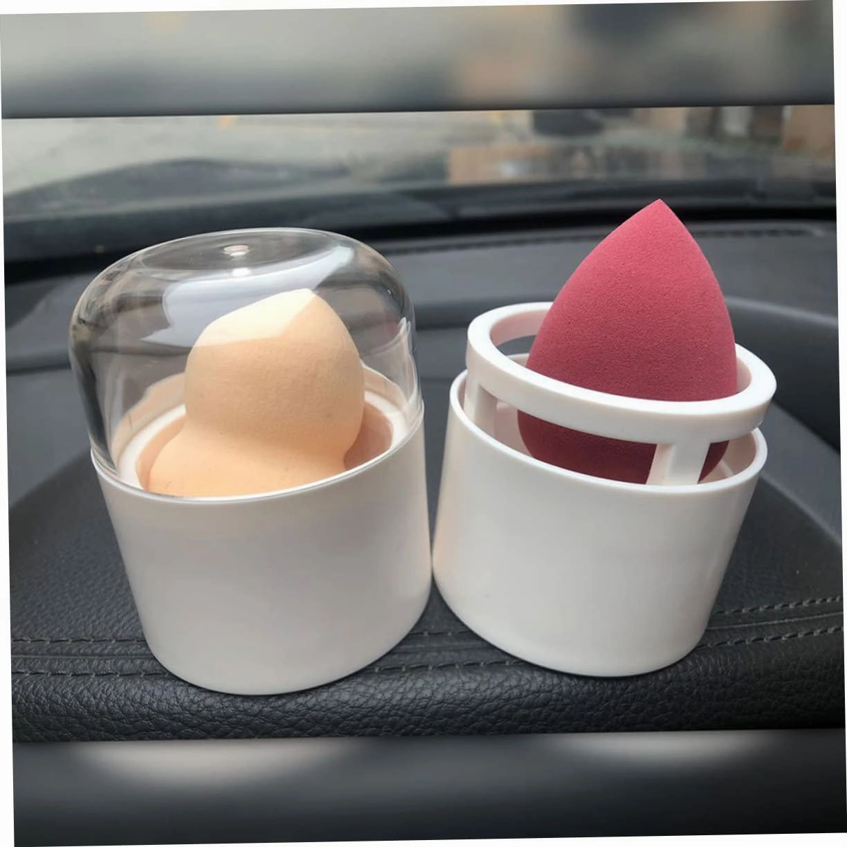 NOLITOY 2sets Makeup Sponge Organizers Beauty Egg Cases Makeup Puff Holders Travel Size Breathing Holes for Quick Dry 2pcs*2