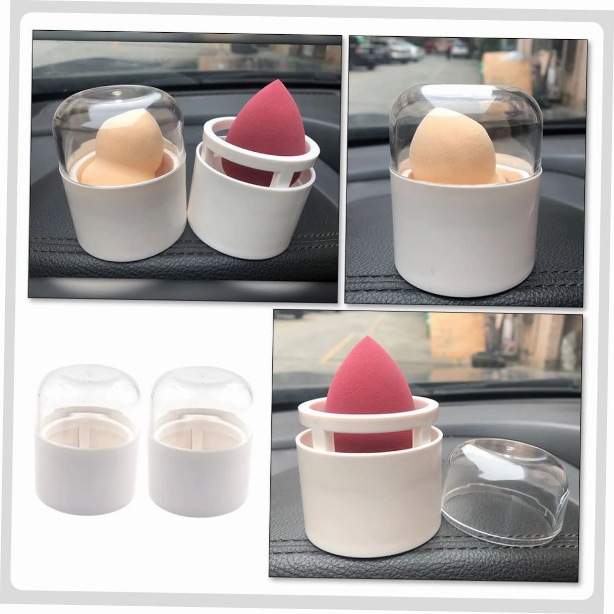 NOLITOY 2sets Makeup Sponge Organizers Beauty Egg Cases Makeup Puff Holders Travel Size Breathing Holes for Quick Dry 2pcs*2