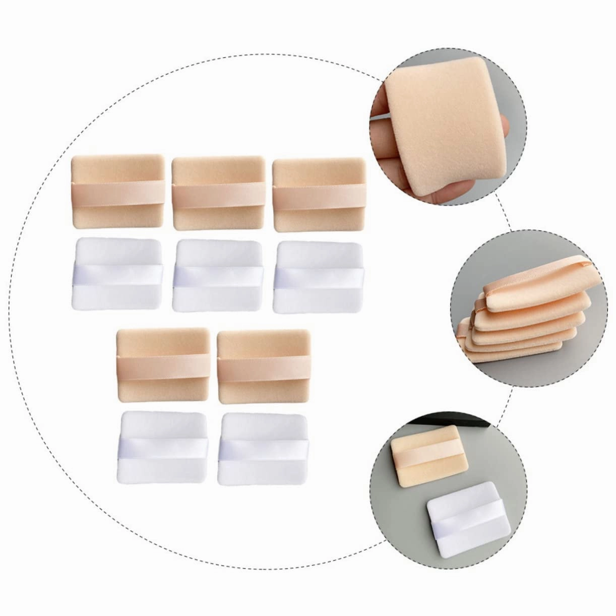 NOLITOY 30pcs Fluffy Powder Puff for Loose and Mineral Makeup Soft Synthetic Sponge Applicator with Strap for Even Application for Powder