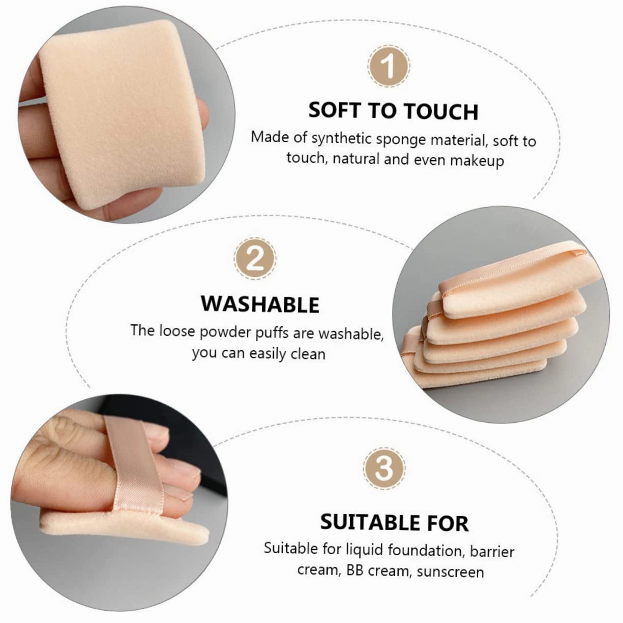 NOLITOY 30pcs Fluffy Powder Puff for Loose and Mineral Makeup Soft Synthetic Sponge Applicator with Strap for Even Application for Powder
