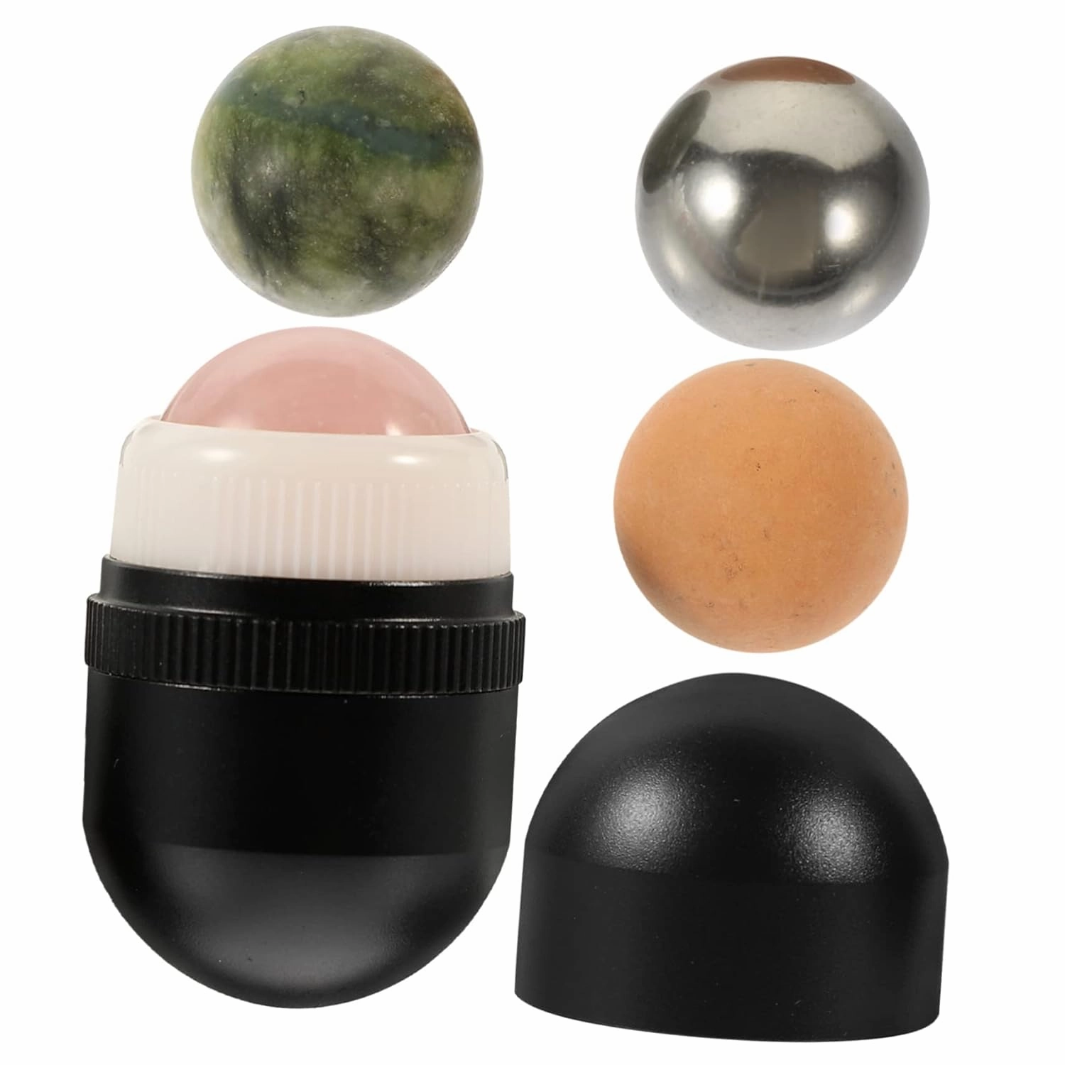 NOLITOY 3sets Jade Facial Detachable Cooling Roller for Face Eyes Neck Jade Material Relieves Skin Tension Reduces Puffiness Dark Circles Skincare Tool