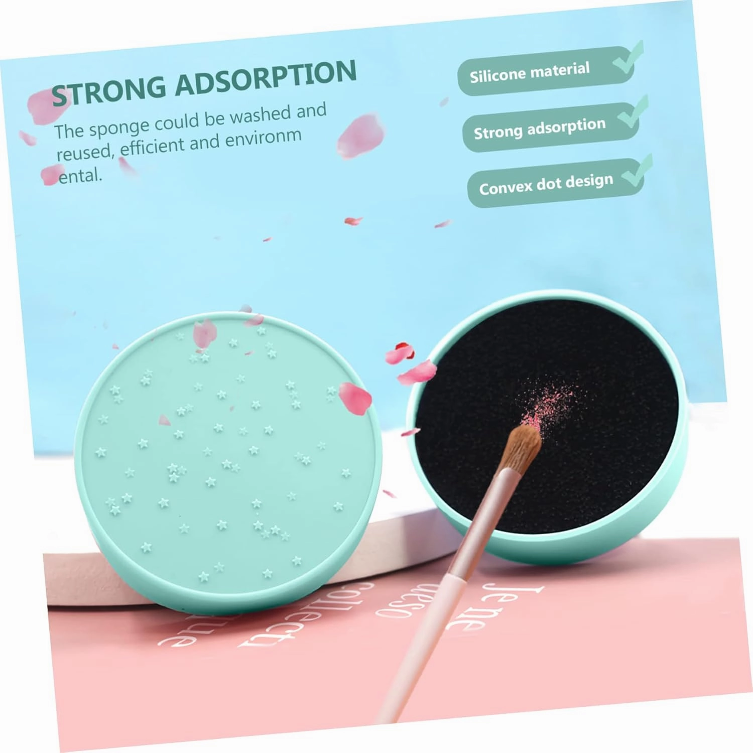 NOLITOY 8pcs Makeup Brush Cleaning Sponge Efficient Reusable Cosmetic Brush Cleaner for Quick Makeup Removal for Dry Cosmetics