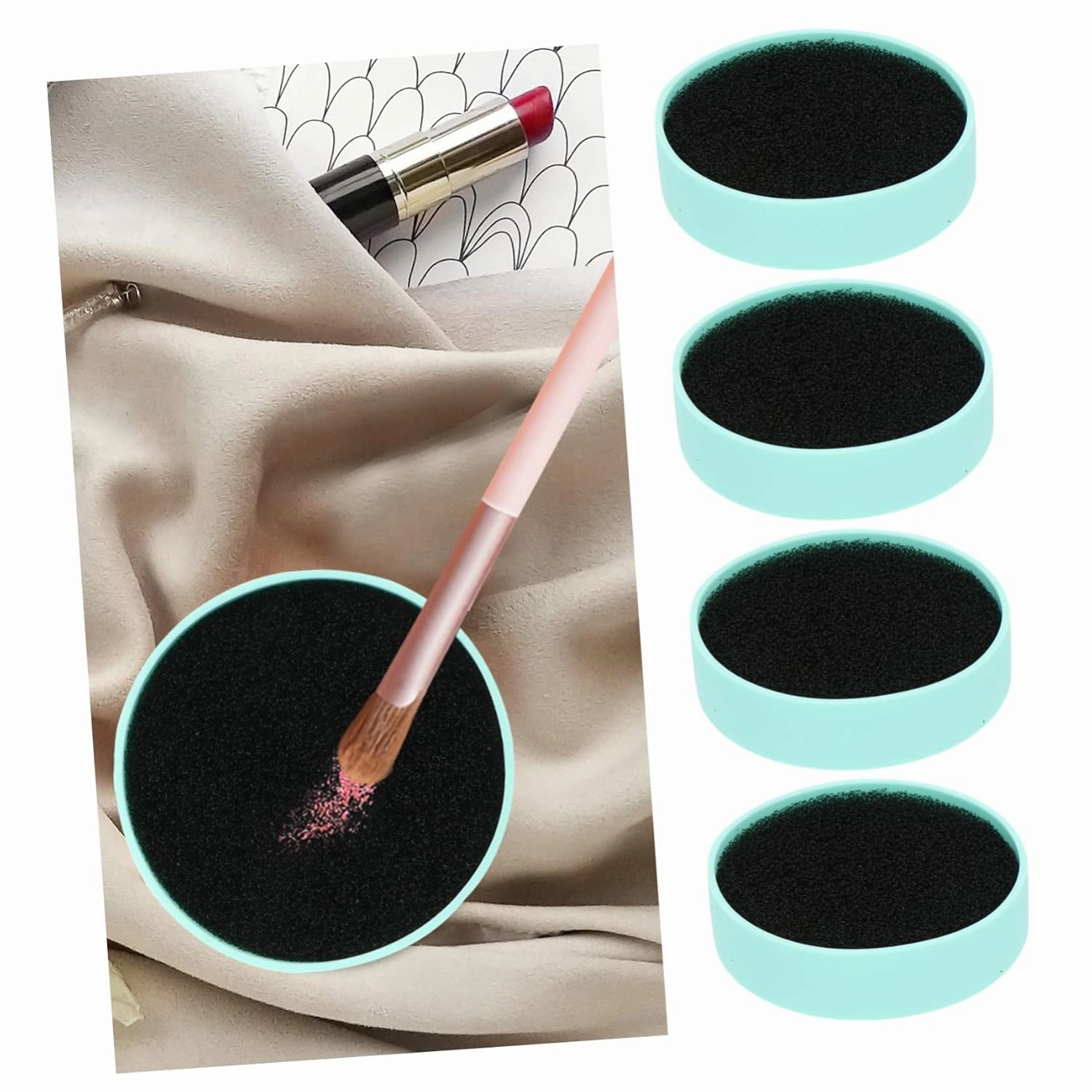NOLITOY 8pcs Makeup Brush Cleaning Sponge Efficient Reusable Cosmetic Brush Cleaner for Quick Makeup Removal for Dry Cosmetics