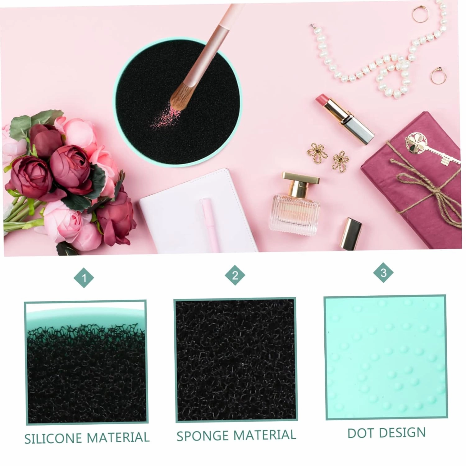 NOLITOY 8pcs Makeup Brush Cleaning Sponge Efficient Reusable Cosmetic Brush Cleaner for Quick Makeup Removal for Dry Cosmetics