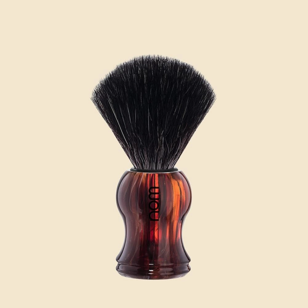 NOM Gustav shaving brush | Vegan Shave Brush for Shaving soaps and creams | sustainable eco-friendly and reusable |exfoliating shaving brush | Havanna handle