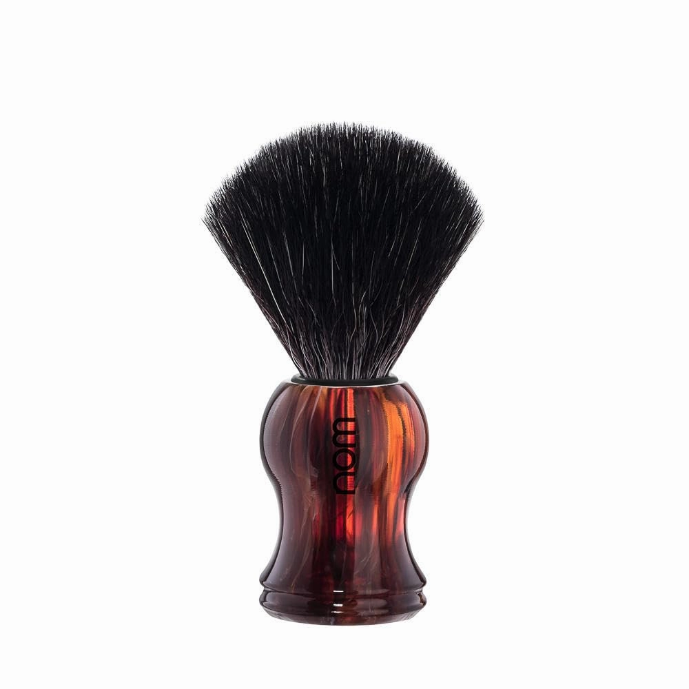 NOM Gustav shaving brush | Vegan Shave Brush for Shaving soaps and creams | sustainable eco-friendly and reusable |exfoliating shaving brush | Havanna handle