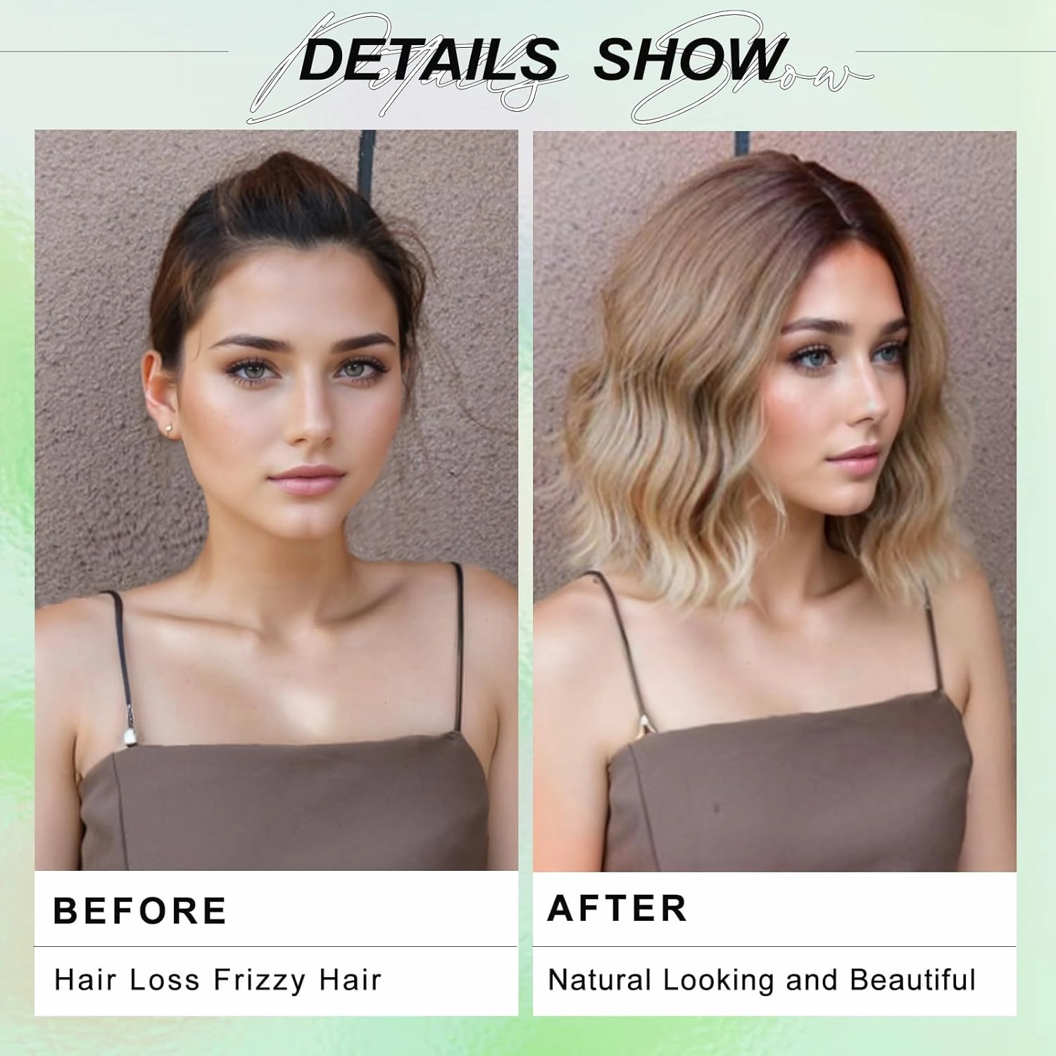 NOSTALGIA Short Ombre Blonde Wigs 14 Inch Wavy Curly Bob Wig Shoulder Length Middle Part Natural Looking Synthetic Blonde Hair Wigs for Women Daily Party Use