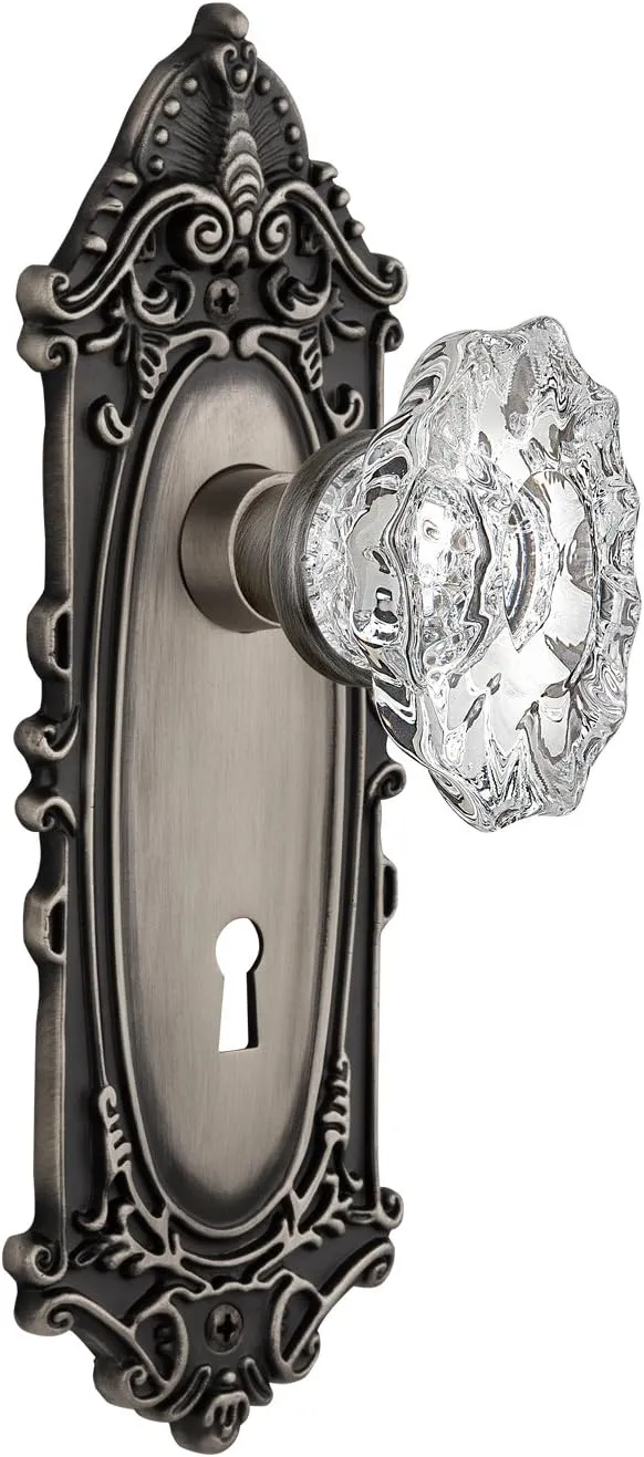Nostalgic Warehouse Victorian Plate with Keyhole Chateau Knob, Double Dummy, Antique Pewter