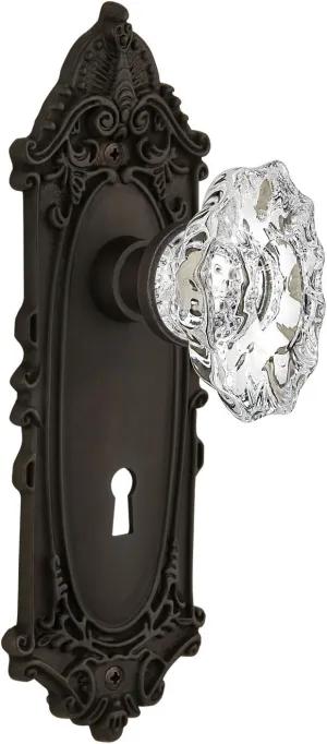 Nostalgic Warehouse Victorian Plate with Keyhole Chateau Knob, Double Dummy, Oil-Rubbed Bronze