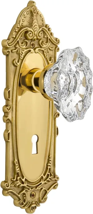 Nostalgic Warehouse Victorian Plate with Keyhole Chateau Knob, Double Dummy, Unlacquered Brass