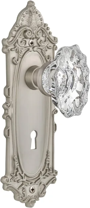 Nostalgic Warehouse Victorian Plate with Keyhole Chateau Knob, Mortise, Satin Nickel
