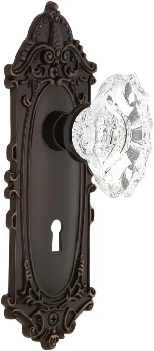 Nostalgic Warehouse Victorian Plate with Keyhole Chateau Knob, Privacy - 2.375", Timeless Bronze