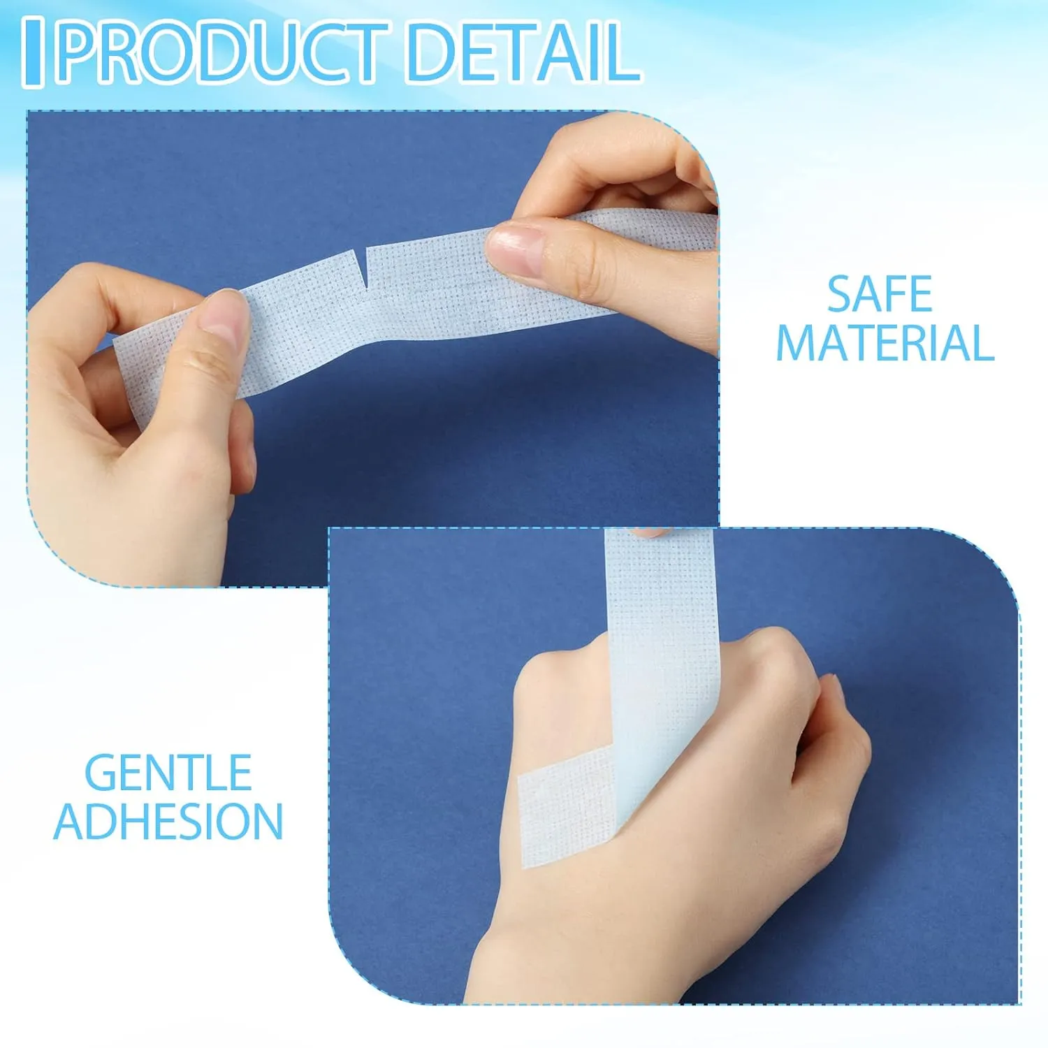 Nuanchu 12 Rolls Silicone Tape Bulk, Reusable Adhesive Silicone Tape for Lash, Easy to Remove(Blue,1 Inch x 3.9 Yards)
