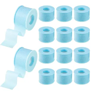 Nuanchu 12 Rolls Silicone Tape Bulk, Reusable Adhesive Silicone Tape for Lash, Easy to Remove(Blue,1 Inch x 3.9 Yards)