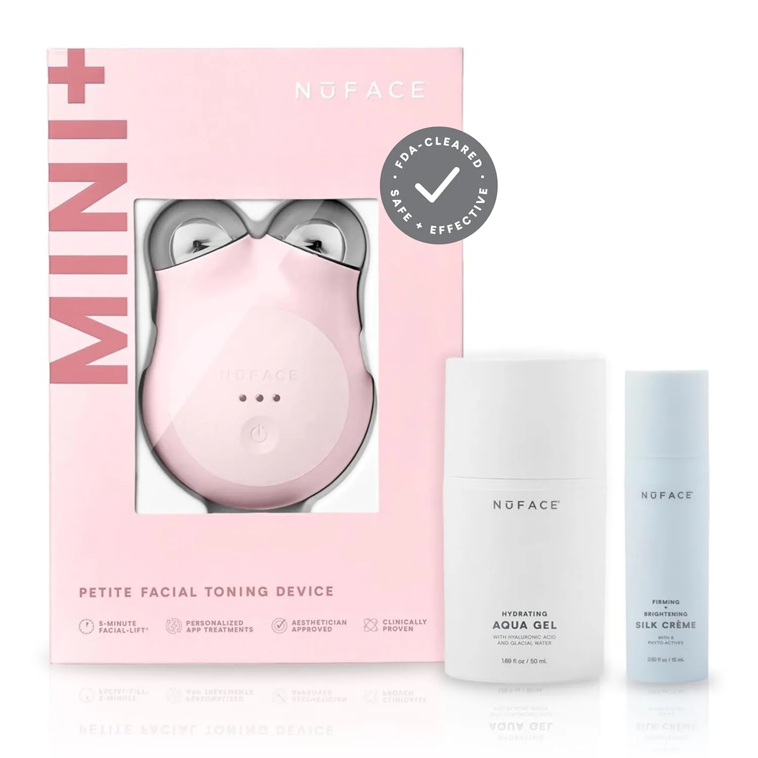 NuFACE MINI  Microcurrent Facial Device Kit - FDA Cleared Face Sculpting & Skin Tightening Device to Contour, Lift & Tone   Microcurrent Gel Activator & Silk Creme - Sandy Rose