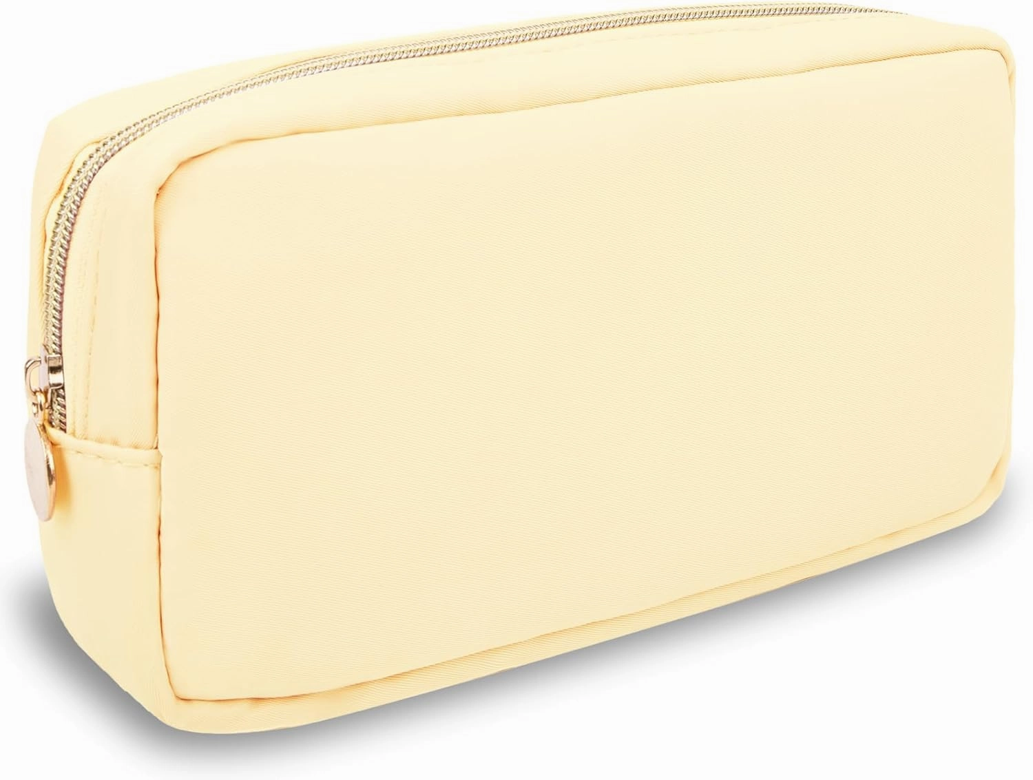 Nylon Small Makeup Bag for Purse, Cute Preppy Makeup Bag Cosmetic Zipper Pouch Purse, Waterproof Portable Travel Toiletry Bag Coin Pouch Clutch Makeup Brush Bag Organizer Storage for Women Men(Beige)