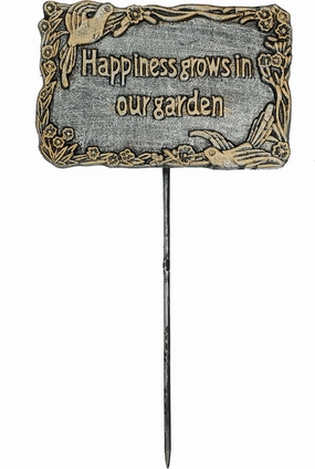 Oakland Living Decorative Garden Marker, Happiness Grows in Our Garden, Antique Pewter