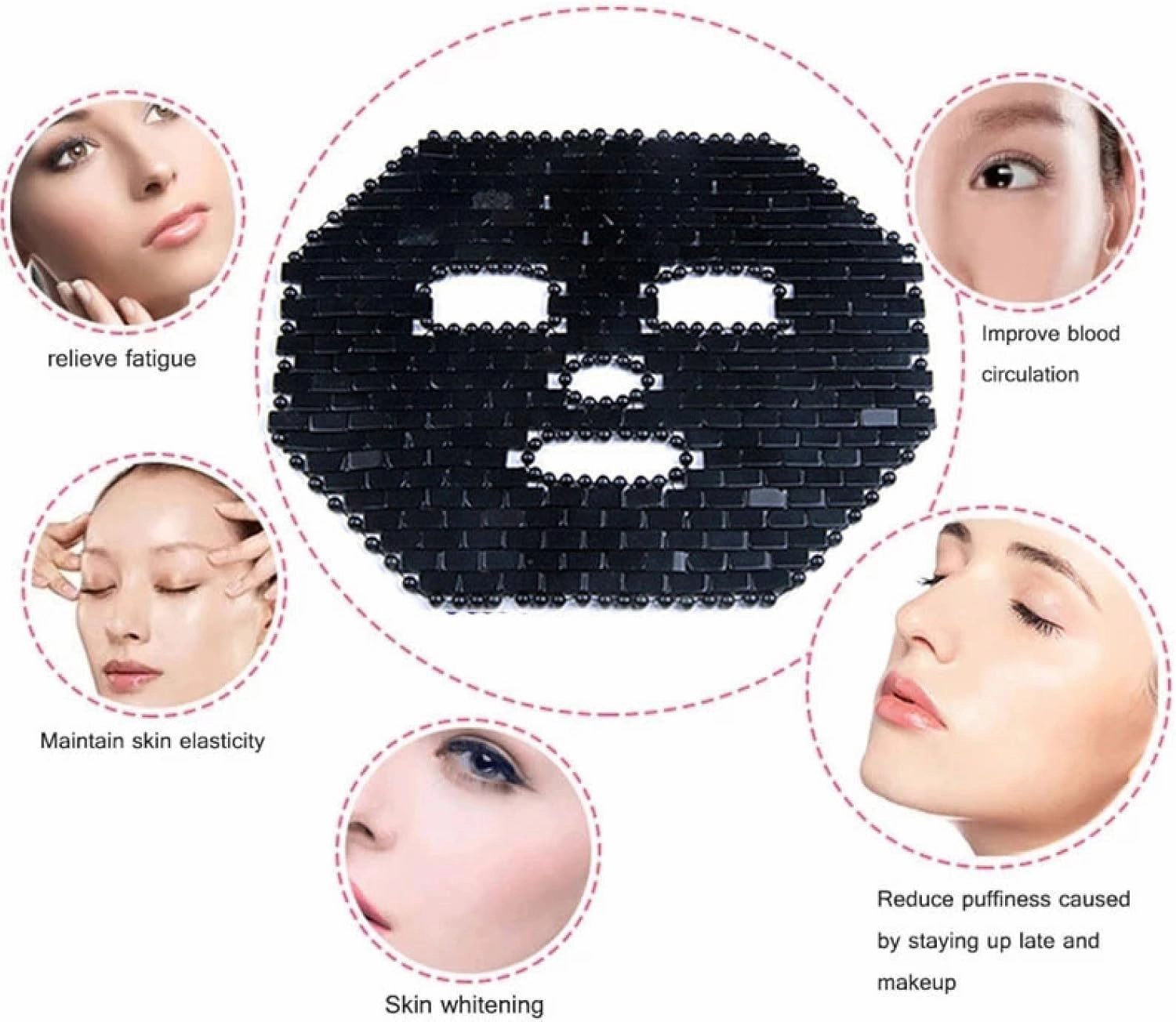 Obsidian Jade Facial Mask Gouache Scraper Roller Massager Set Natural Stone Guasha Cold Jade Mask Beauty Tool,Type 8