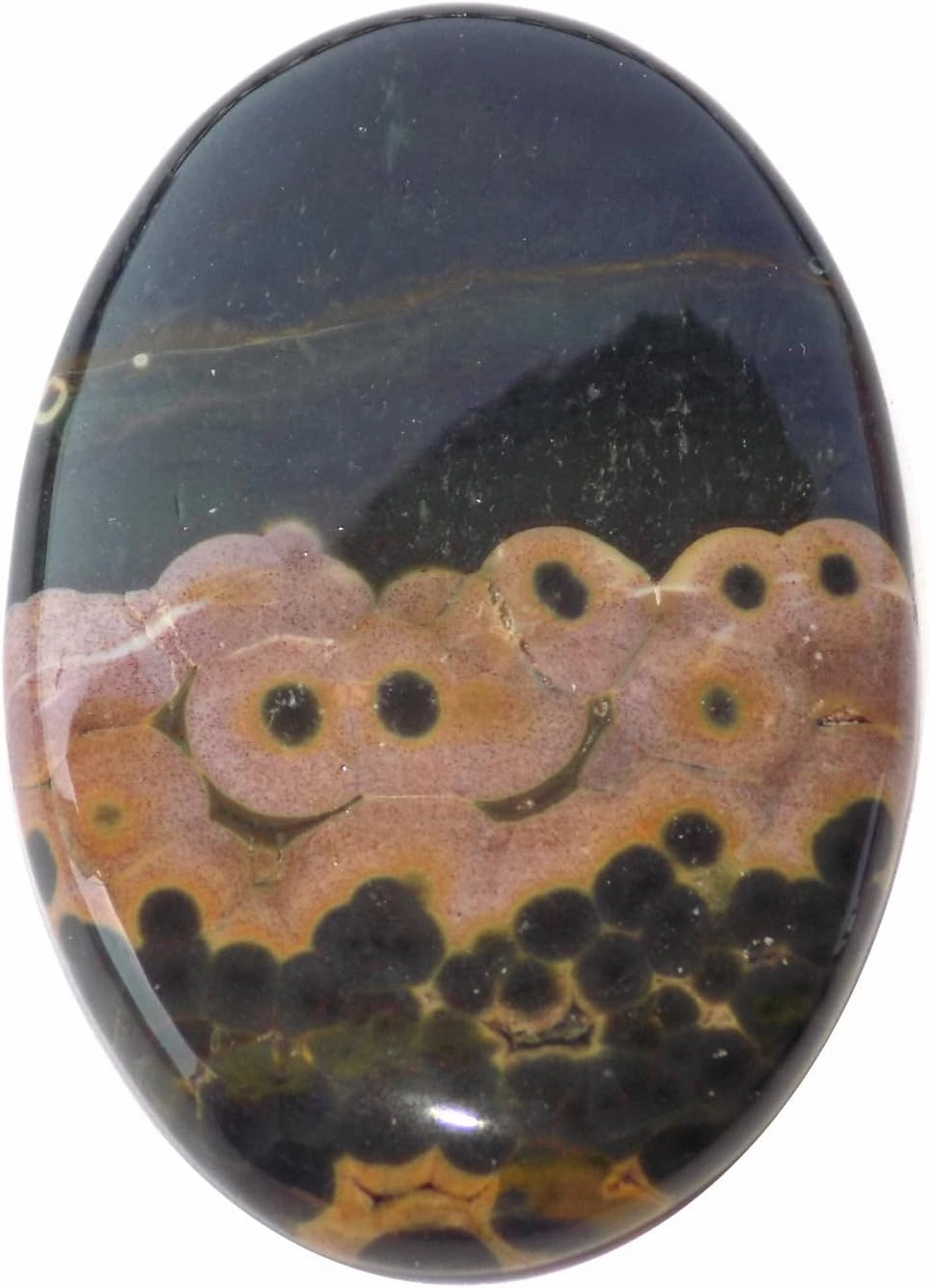 Ocean Jasper Cabochon, Natural Loose Gemstone Supplies, Oval Shape 45x31x6mm, 75Ct. SC-4156